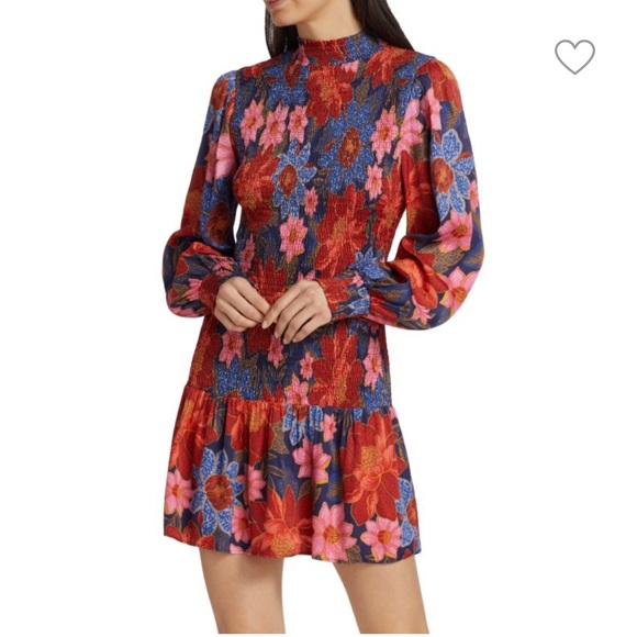 FARM RIO Mini Smocked Dress Garden Navy S - Picture 5 of 12